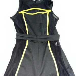 Yellow and black cutout tank top romper with zipper in the back